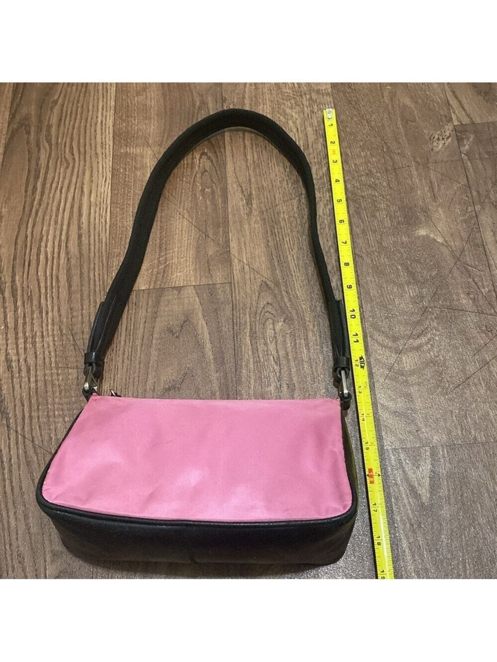 Prada Pink and Black Nylon Shoulder Purse - Picture 9 of 15